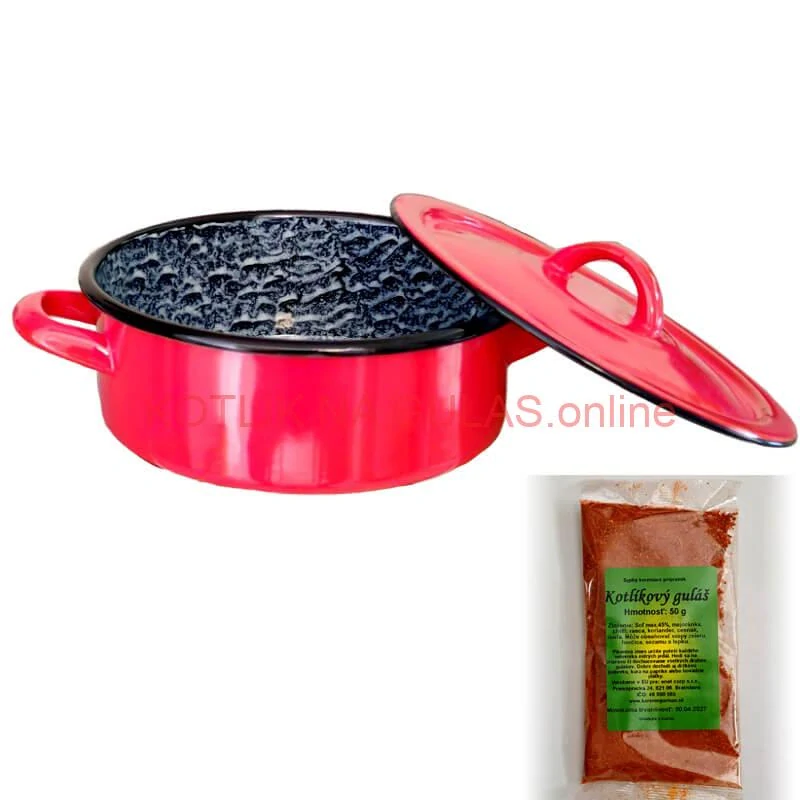Smaltovaný kastról s pokrievkou COMBI 0,5 l + korenie na kotlíkový guláš 50 g