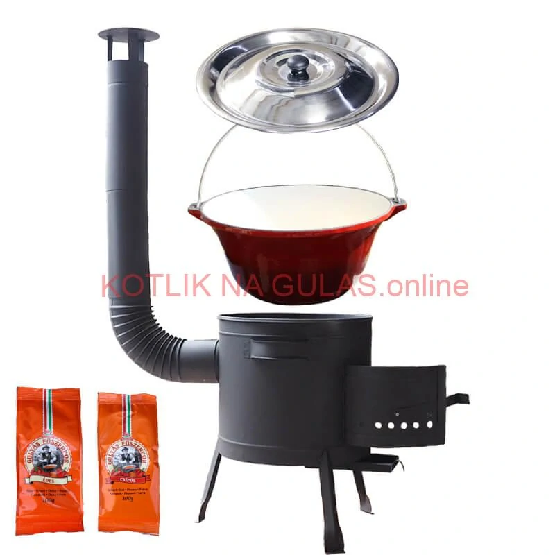 Liatinový kotlík so smaltovanou úpravou 22 L + nízka kotlina 42 PLUS 600 + paprikové korenie na guláš - MIX 100 g