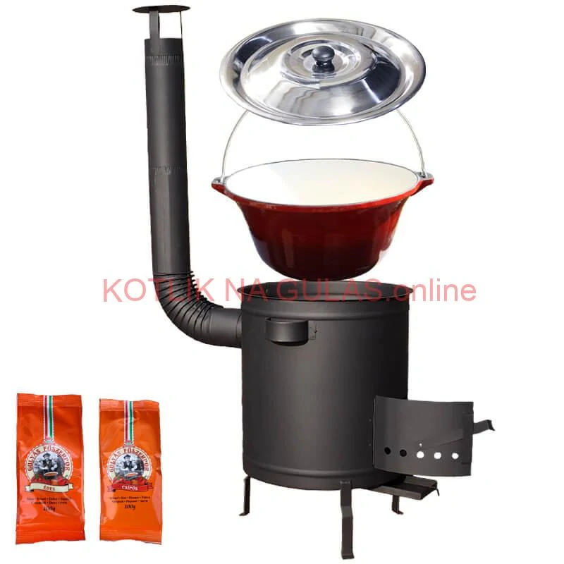 Liatinový kotlík so smaltovanou úpravou 22 L + žiaruvzdorná kotlina 42 cm (1,5 mm) STRONG + paprikové korenie na guláš - MIX 100 g