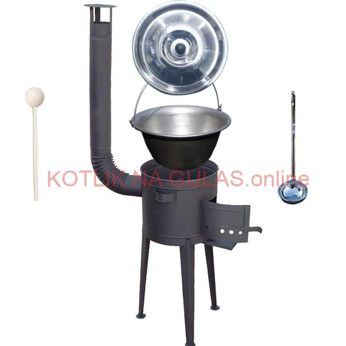 Nerezový kotlík 30 L (1,5 mm) + vysoká žiaruvzdorná kotlina (2,0 mm) HODO 47 cm PLUS 600 + vareška + naberačka