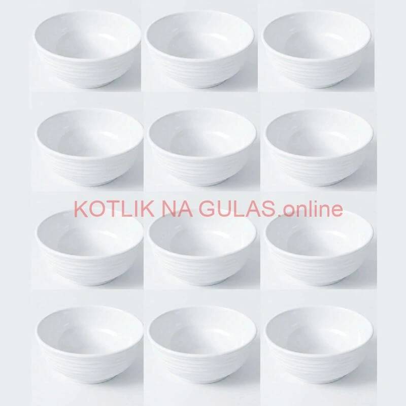 Set 12 ks: Prémiové biele misky s kamennou štruktúrou (750 ml)