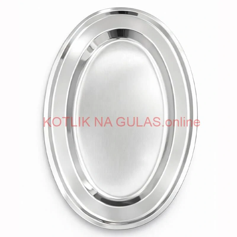 Nerezový oválny podnos (45,5cm) – Odolná servírovacia tácka na mäso aj koláče