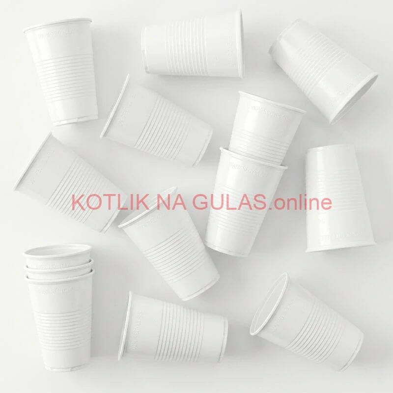 Jednorazový plastový biely pohár na studený nápoj 300 ml – 12 ks