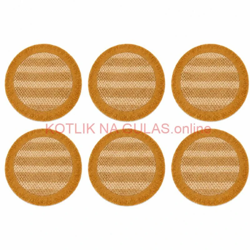 Okrúhle prírodné podložky pod tanier so strapcami 37 cm, 6 ks