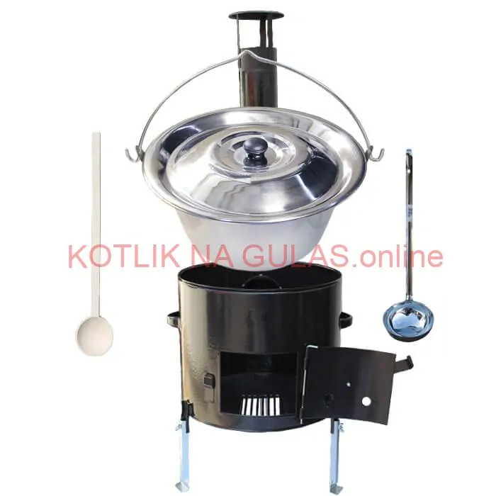 Antikorový kotlík 14 L (0,8 mm) + smaltovaná kotlina 36 cm + vareška a naberačka Easy party