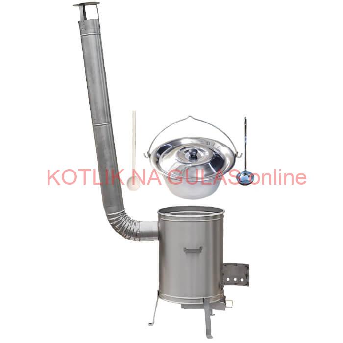 Antikorový kotlík 10 L (0,8 mm) + nerezová kotlina 36 cm + vareška a naberačka LUX