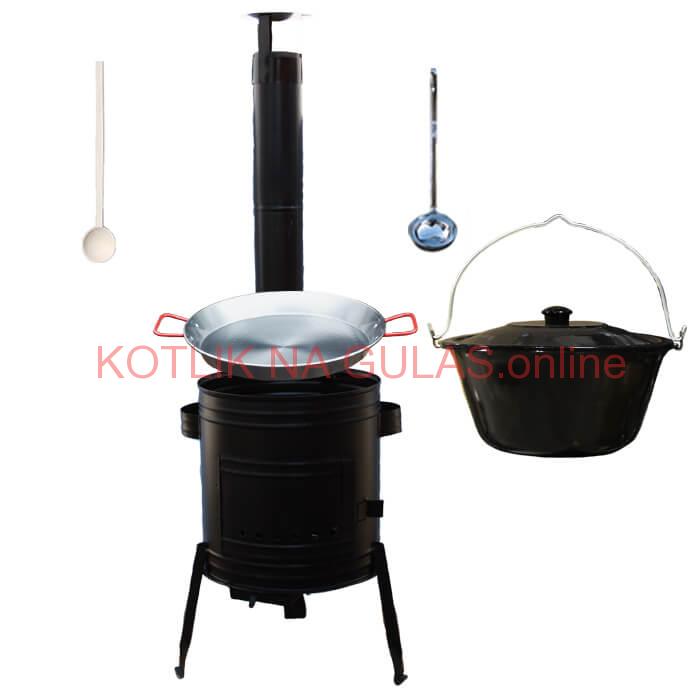 Paella oceľová panvica 42 cm so smaltovaným kotlíkom 16 L (1,2 mm) a kotlinou