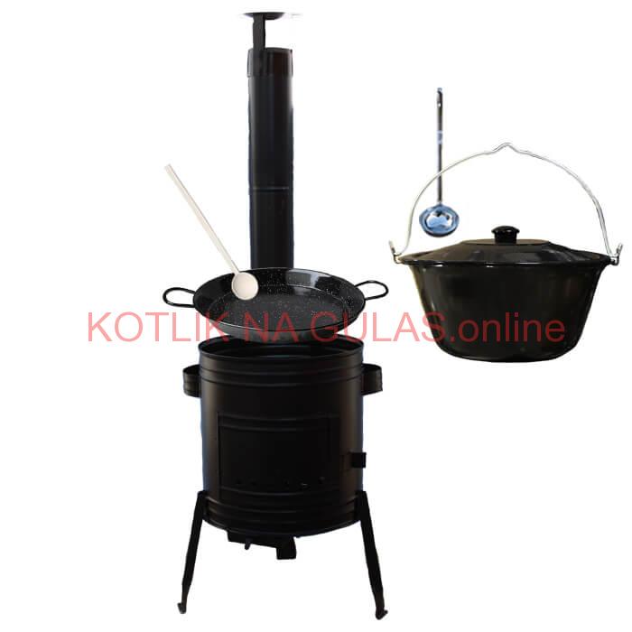 Paella smaltovaná panvica 46 cm so smaltovaným kotlíkom 30 L (1,2 mm) a kotlinou