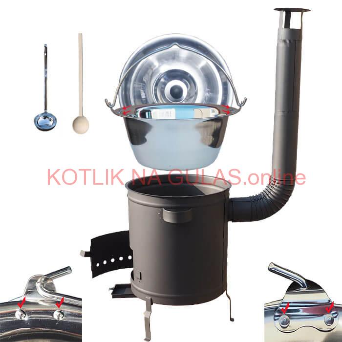 Nerezový kotlík 30 L (0,8 mm) zosilnený s nitmi + hrubostenná (1,5 mm) a žiaruvzdorná kotlina 45 PLUS 600
