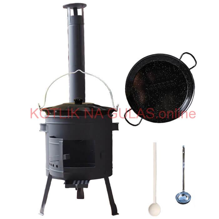 Smaltovaný kotlík 20 L + Paella smaltovaná panvica 46 cm + žiaruvzdorná nízka kotlina 42 PLUS 600