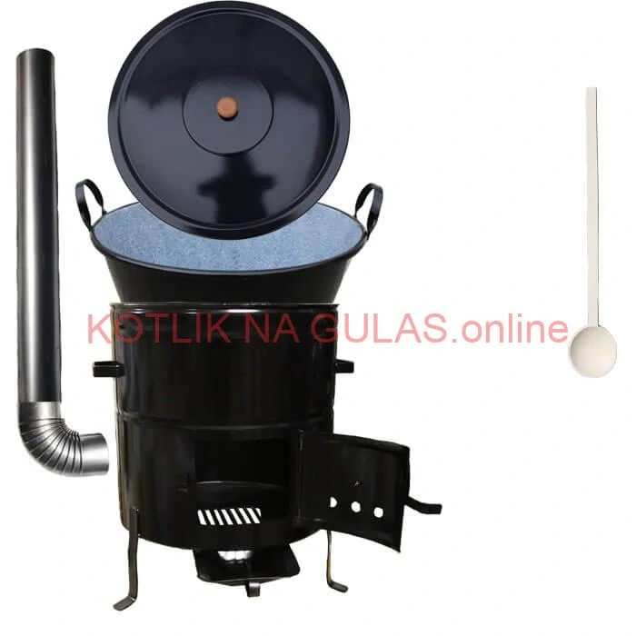 Zabíjačkový smaltovaný kotol 80 L + kovová kotlina 58 cm + dymovod