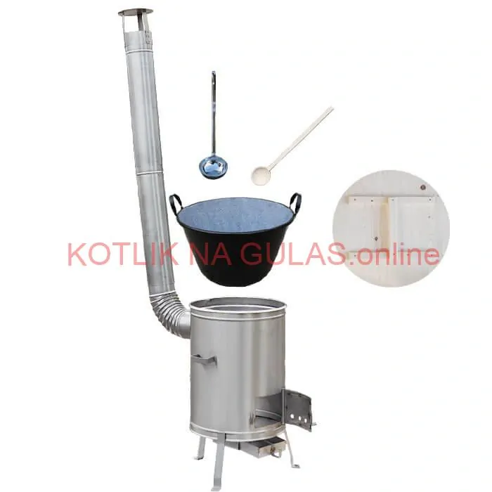 Zabíjačkový smaltovaný kotol 100 L + nerezová kotlina (1,5 mm) 60 cm LUX + vareška a naberačka