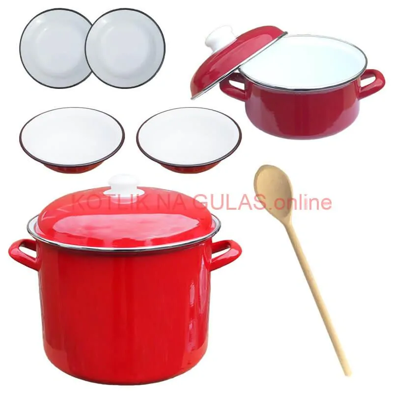 Smaltovaný hrniec s pokrievkou 5,2 l + smaltovaný kastról s pokrievkou 3 L + taniere Classic