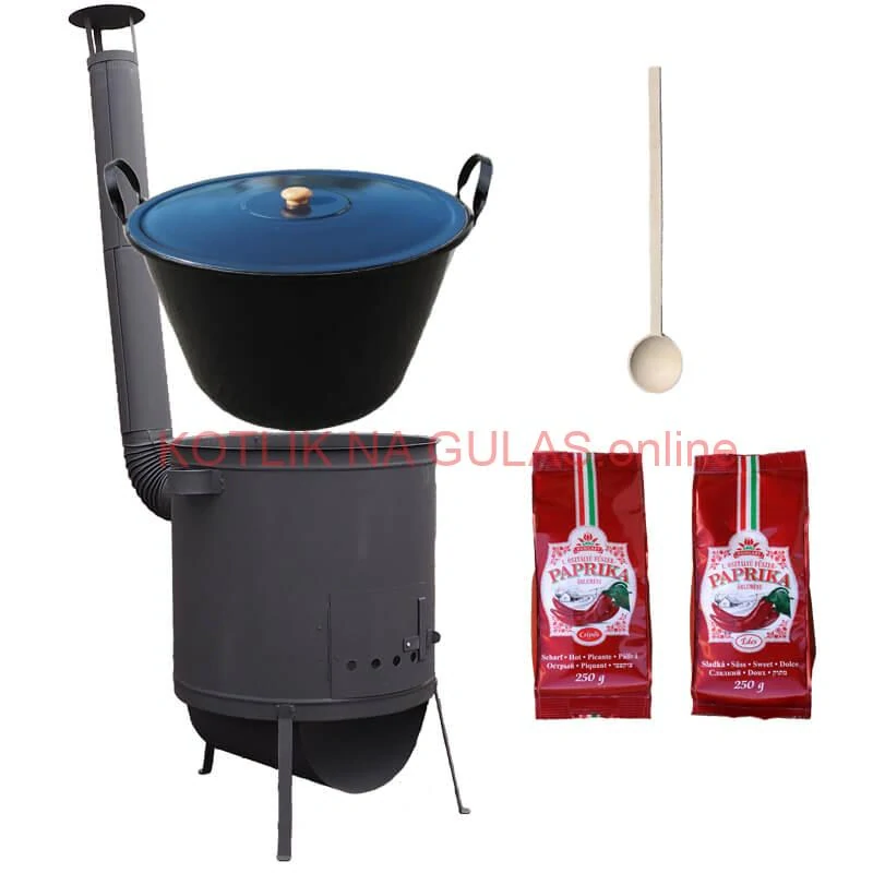 Smaltovaný kotol 60 L na zabíjačku + žiaruvzdorná kotlina 53 PLUS 600 4 MM + sladká a štipľavá paprika + vareška