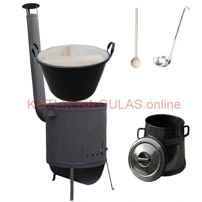 Smaltovaný kotol 100 L + žiaruvzdorná kotlina 42 PLUS 600 4 MM + Nádoba na masť 10 L