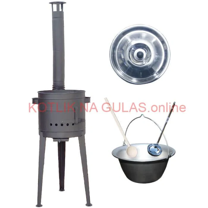 Nerezový kotlík 30 L (1,5 mm) + vysoká žiaruvzdorná kotlina (2,0 mm) HODO 47 cm PLUS 600 + vareška + naberačka