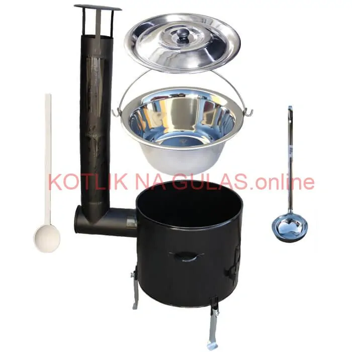 Antikorový kotlík 10 L (0,8 mm) + smaltovaná kotlina 31 cm + vareška a naberačka Easy party