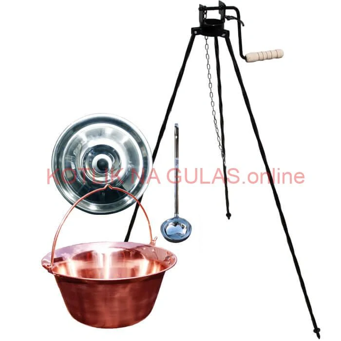 Medený kotlík 20 L (1,2 mm) + pokrievka + stojan s kladkou VAR