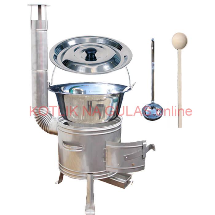 Antikorový kotlík 20 L (1,2 mm) + nerezová kotlina 42 cm + vareška a naberačka TOPLUX