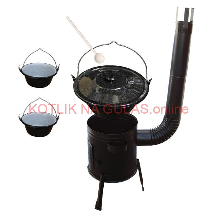 Smaltovaný kotlík 8 L (1,2 mm) + kovová kotlina 31 CLASSIC (KOV) + 2 smaltované servírovacie kotlíky 0,8 L