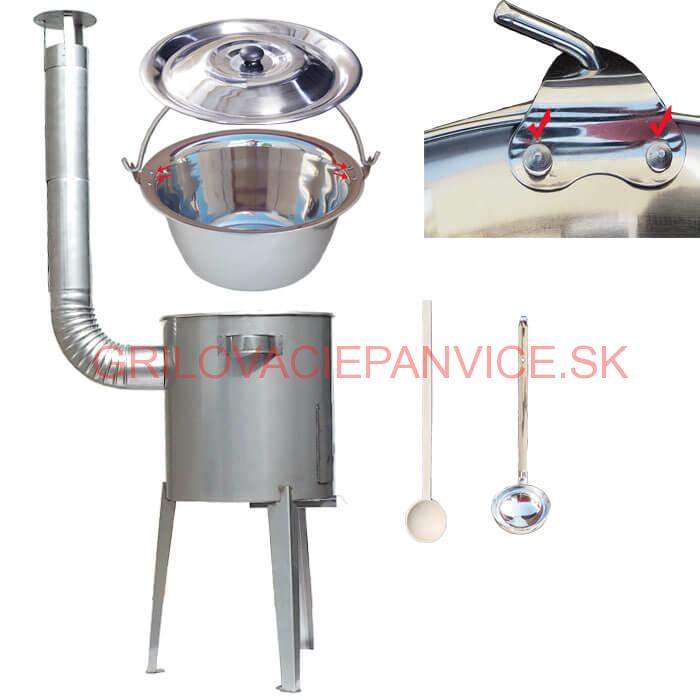 Zosilnený nerezový kotlík 15 L + nerezová kotlina 36 cm LUXUS