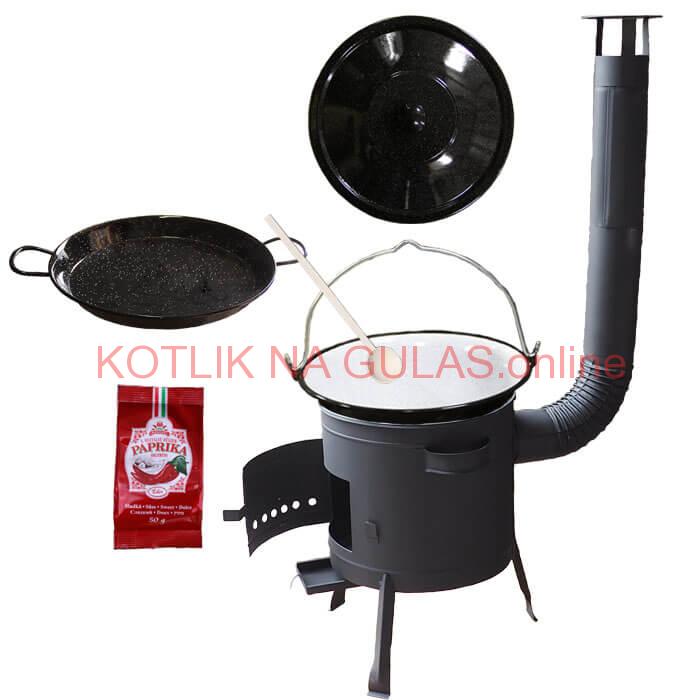Smaltovaný kotlík 13 L + Paella smaltovaná panvica + nízka žiaruvzdorná kotlina 36 cm PLUS 600