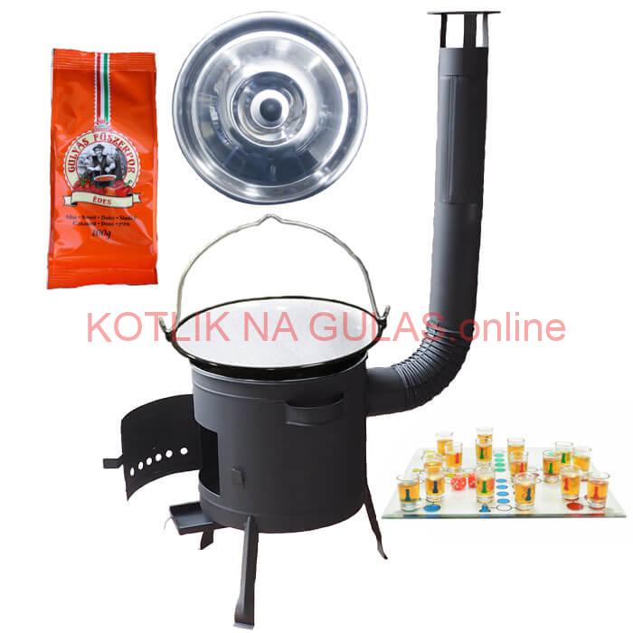 Smaltovaný kotlík 25 L (1,2 mm) + korenie + človeče pi už + nízka žiaruvzdorná kotlina 42 PLUS 600