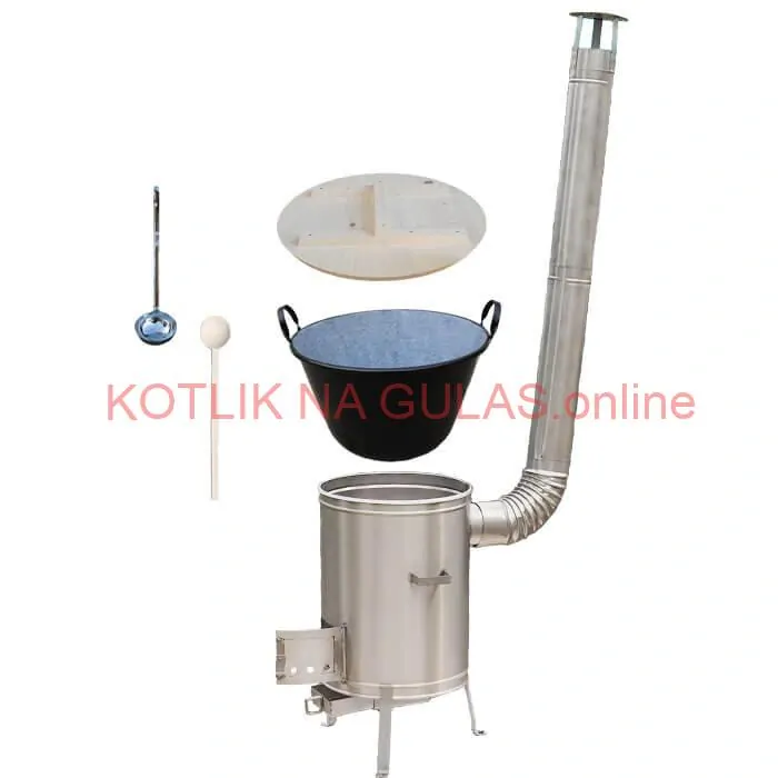 Zabíjačkový smaltovaný kotol 100 L + nerezová kotlina (1,5 mm) 60 cm LUX + vareška a naberačka
