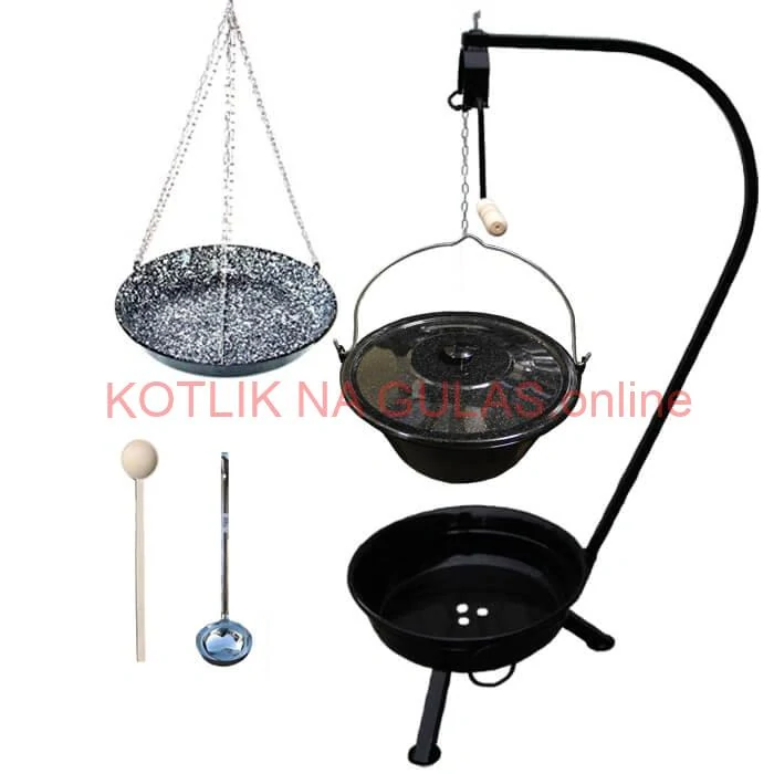 Smaltovaný kotlík 16 L (1,2 mm) + smaltovaná panvica + prenosné ohnisko