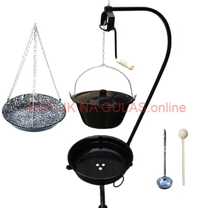 Smaltovaný kotlík 25 L (1,2 mm) + smaltovaná panvica + prenosné ohnisko