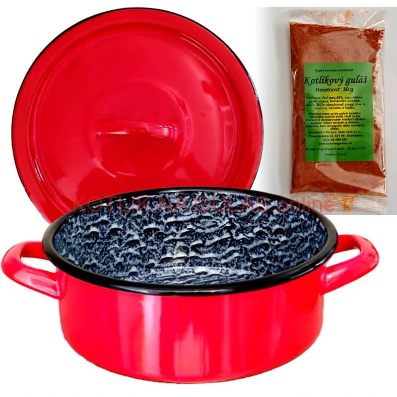Smaltovaný kastról s pokrievkou COMBI 0,75 l + korenie na kotlíkový guláš 50 g