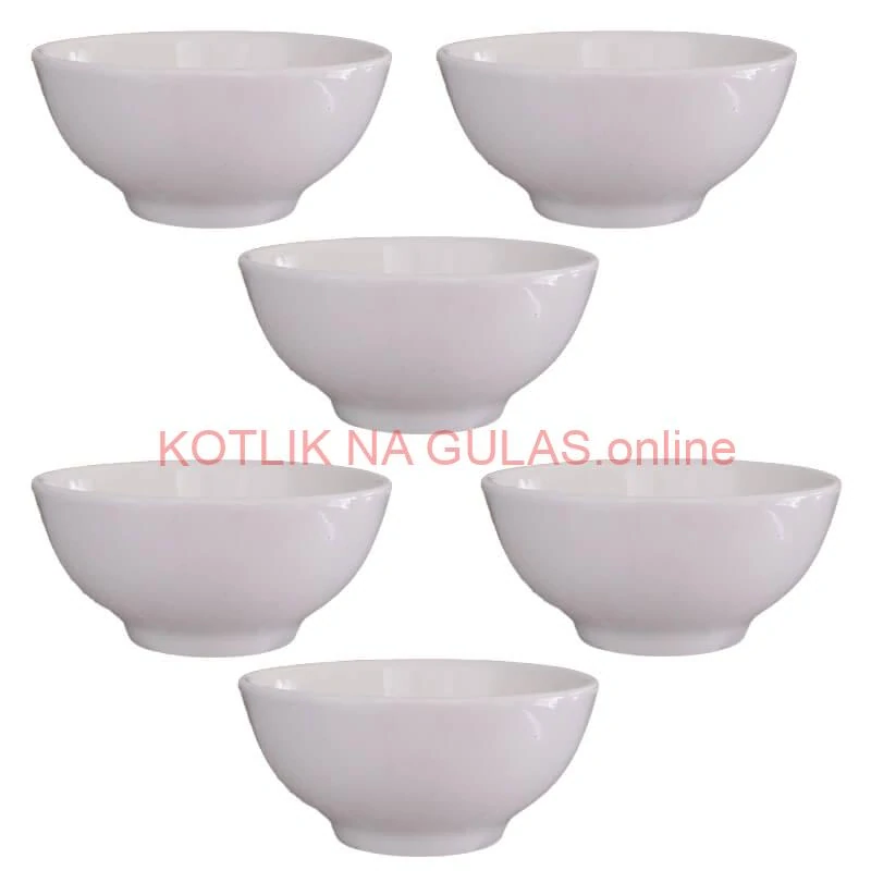 Keramické misky na servírovanie gulášu 15 cm 6 ks biele