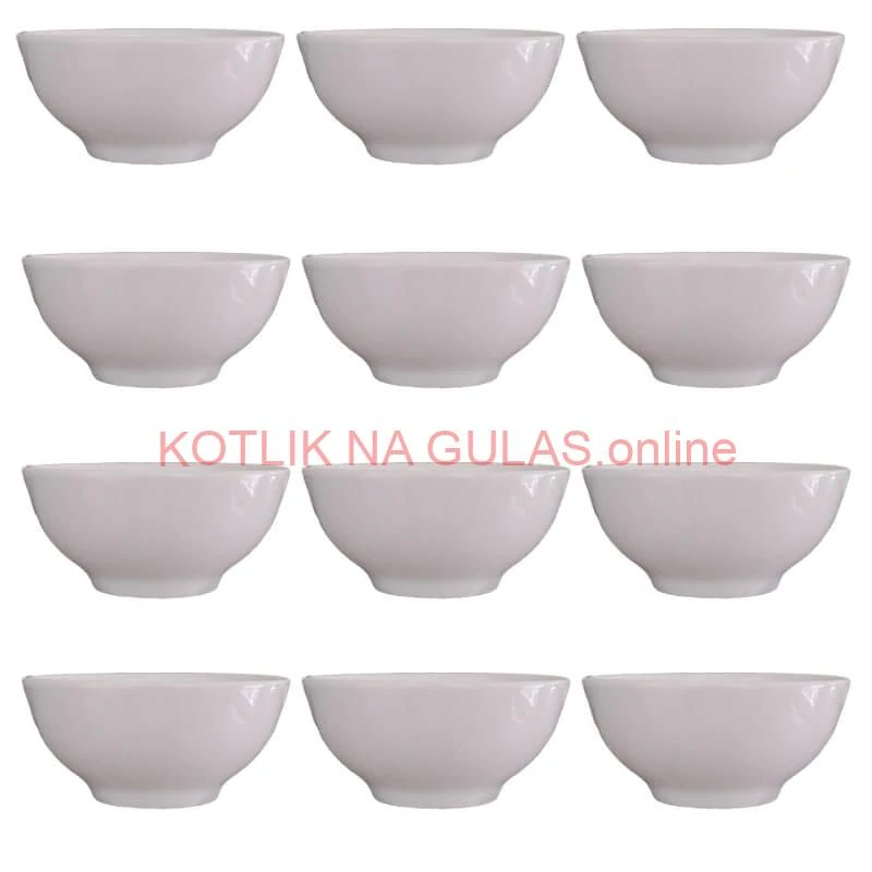 Keramické misky na servírovanie gulášu 15 cm 12 ks biele