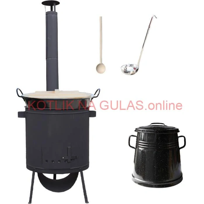 Smaltovaný kotol 100 L + žiaruvzdorná kotlina 42 PLUS 600 4 MM + Nádoba na masť 10 L