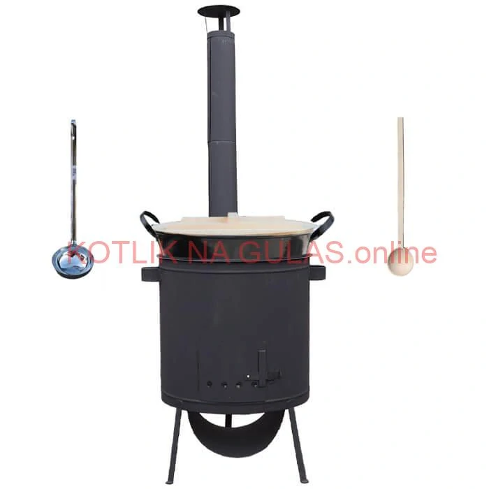 Smaltovaný kotol 100 L + žiaruvzdorná kotlina 42 PLUS 600 4 MM + varecha a naberačka BIG PARTY