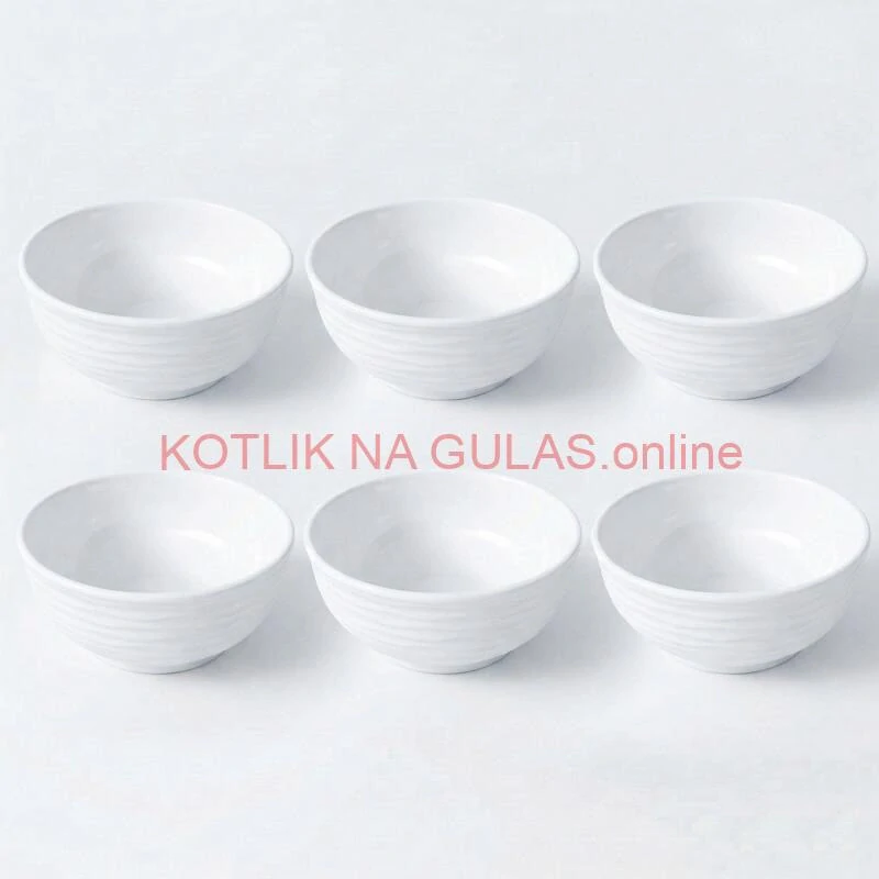 Set 6 ks: Prémiové biele misky s kamennou štruktúrou (750 ml)