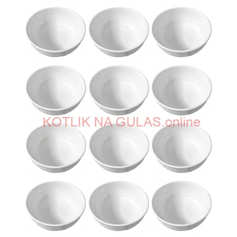 Set 12 ks: Prémiové biele misky s kamennou štruktúrou (750 ml)