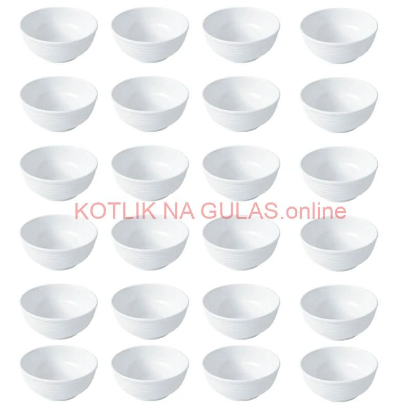 Set 24 ks: Prémiové biele misky s kamennou štruktúrou (750 ml)