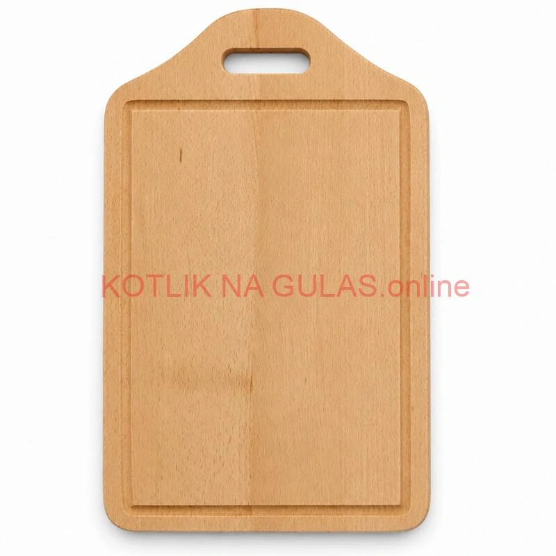 Drevená doska na krájanie s rukoväťou 40×25 cm — tvar štítu