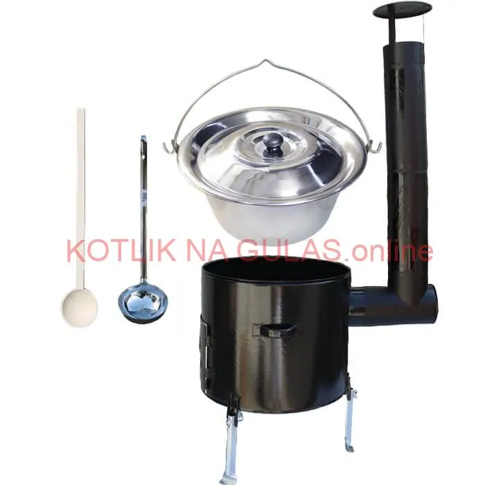 Antikorový kotlík 14 L (0,8 mm) + smaltovaná kotlina 36 cm + vareška a naberačka Easy party