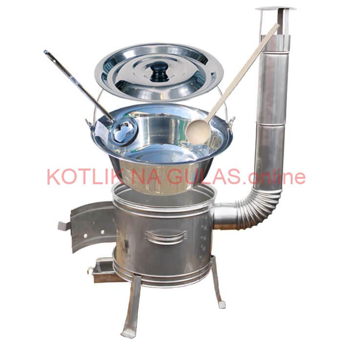 Antikorový kotlík 22 L (0,8 mm) + nerezová kotlina 39 cm + vareška a naberačka TOPLUX