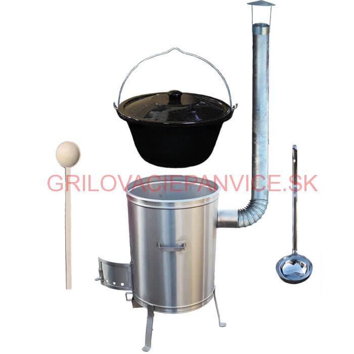 Smaltovaný kotlík 13 L (1,2 mm) + nerezová kotlina 36 cm + vareška a naberačka LUX