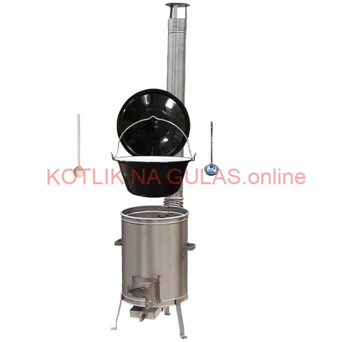 Smaltovaný kotlík 22 L (1,2 mm) + nerezová kotlina 42 cm + vareška a naberačka LUX