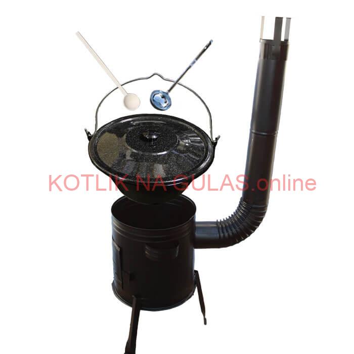 Smaltovaný kotlík 16 L (1,2 mm) + kovová kotlina 39 CLASSIC (KOV) + vareška a naberačka Easy party