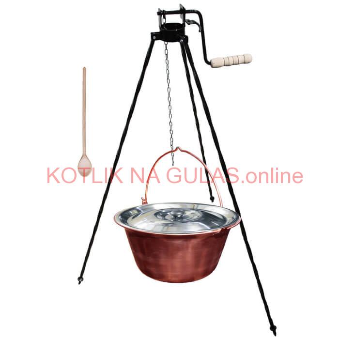 Medený kotlík 20 L + stojan s kladkou VAR